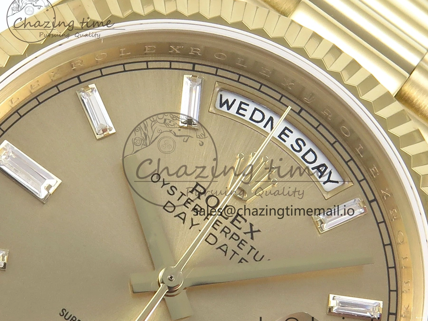 MiroTime 0129 Contemporary Day Date 128238 36mm YG KF 1:1 Best Edition YG Crystal Dial On President Bracelet A2836 (Gain Weight) 646